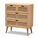 Load image into Gallery viewer, Baxton Studio Alina Mid-Century Modern Medium Oak Finished Wood And Rattan 4-Drawer Accent Storage Cabinet
