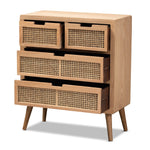 Load image into Gallery viewer, Baxton Studio Alina Mid-Century Modern Medium Oak Finished Wood And Rattan 4-Drawer Accent Storage Cabinet
