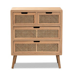 Load image into Gallery viewer, Baxton Studio Alina Mid-Century Modern Medium Oak Finished Wood And Rattan 4-Drawer Accent Storage Cabinet
