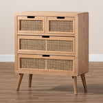 Load image into Gallery viewer, Baxton Studio Alina Mid-Century Modern Medium Oak Finished Wood And Rattan 4-Drawer Accent Storage Cabinet
