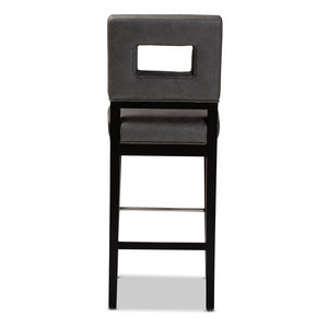 Baxton Studio Faustino Modern And Contemporary Grey Faux Leather Upholstered Black Finished Wood Bar Stool