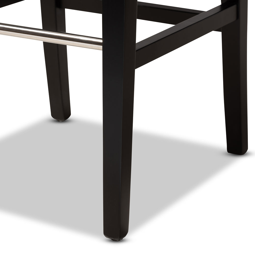 BAXTON STUDIO FAUSTINO MODERN AND CONTEMPORARY GREY FAUX LEATHER UPHOLSTERED BLACK FINISHED WOOD BAR STOOL