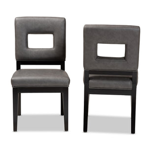 Baxton Studio Faustino Modern And Contemporary Grey Faux Leather Upholstered Black Finished Wood 2-Piece Dining Chair Set