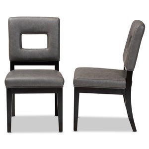 Baxton Studio Faustino Modern And Contemporary Grey Faux Leather Upholstered Black Finished Wood 2-Piece Dining Chair Set