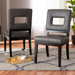 Load image into Gallery viewer, Baxton Studio Faustino Modern And Contemporary Grey Faux Leather Upholstered Black Finished Wood 2-Piece Dining Chair Set
