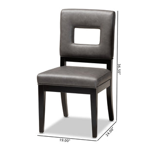 Baxton Studio Faustino Modern And Contemporary Grey Faux Leather Upholstered Black Finished Wood 2-Piece Dining Chair Set