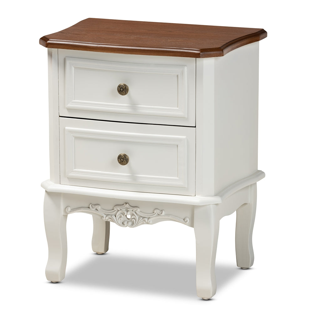 Baxton Studio Darlene Classic and Traditional French Finished Wood 2-Drawer Nightstand