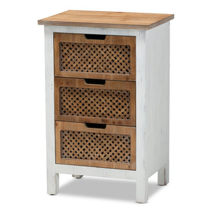 Baxton Studio Vincent Rustic Farmhouse and Shabby Chic Finished 3-Drawer Wood Storage Cabinet