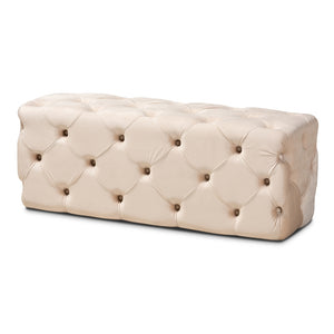 Baxton Studio Jasmine Modern Contemporary Glam and Luxe Velvet Fabric Upholstered Button Tufted Bench Ottoman