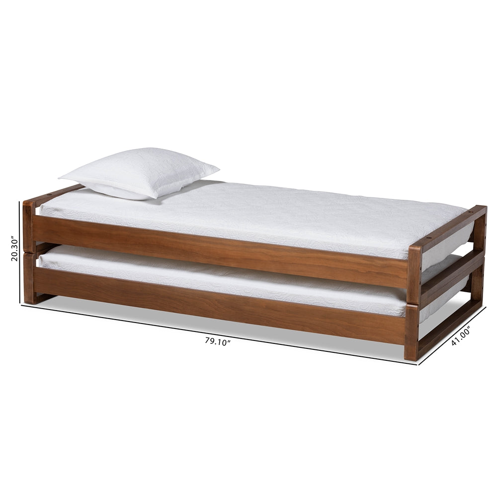 Baxton Studio Klara Modern And Contemporary Walnut Finished Wood Expandable Twin Size To King Size Bed Frame