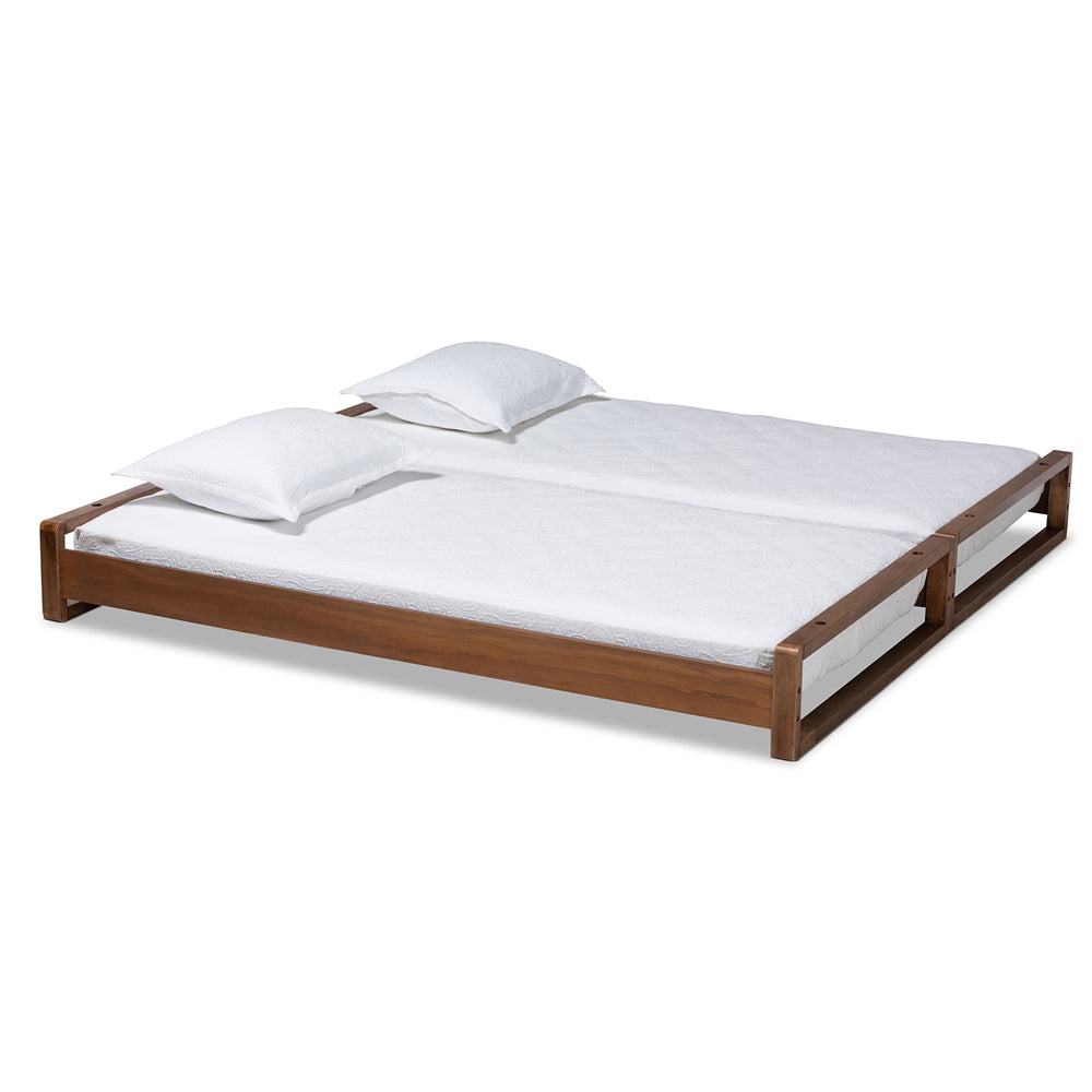 Baxton Studio Klara Modern And Contemporary Walnut Finished Wood Expandable Twin Size To King Size Bed Frame