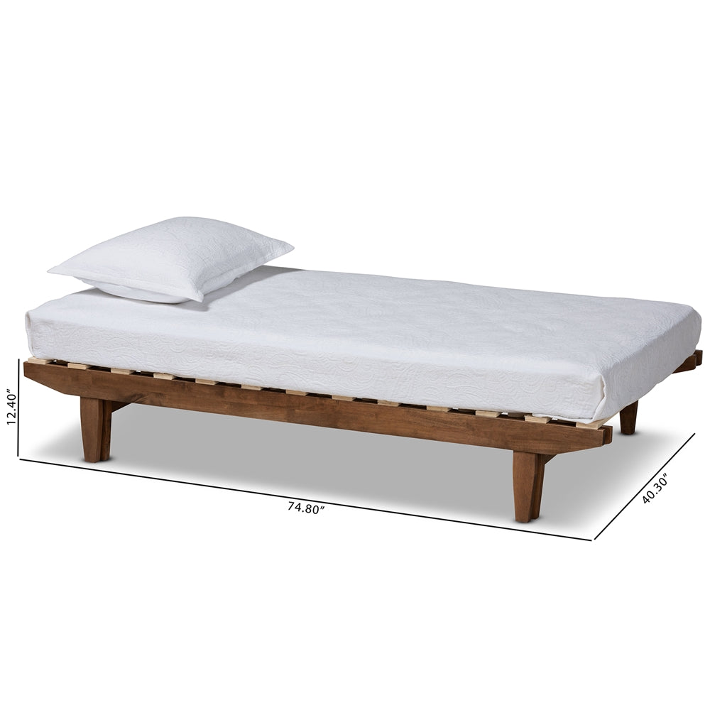 Baxton Studio Hiro Modern And Contemporary Walnut Finished Wood Expandable Twin Size To King Size Bed Frame