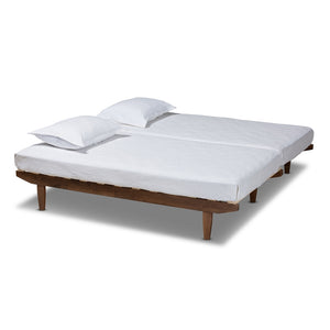 Baxton Studio Hiro Modern And Contemporary Walnut Finished Wood Expandable Twin Size To King Size Bed Frame