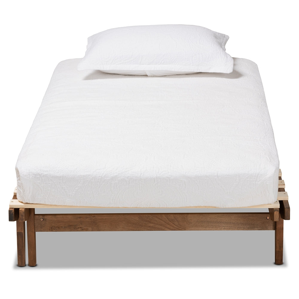 Baxton Studio Hiro Modern And Contemporary Walnut Finished Wood Expandable Twin Size To King Size Bed Frame