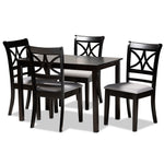 Load image into Gallery viewer, Baxton Studio Clarke Modern And Contemporary Grey Fabric Upholstered And Espresso Brown Finished Wood 5-Piece Dining Set
