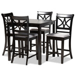 Load image into Gallery viewer, Baxton Studio Chandler Modern And Contemporary Grey Fabric Upholstered And Espresso Brown Finished Wood 5-Piece Counter Height Pub Dining Set
