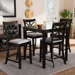 Load image into Gallery viewer, Baxton Studio Chandler Modern And Contemporary Grey Fabric Upholstered And Espresso Brown Finished Wood 5-Piece Counter Height Pub Dining Set
