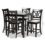 Load image into Gallery viewer, Baxton Studio Chandler Modern And Contemporary Grey Fabric Upholstered And Espresso Brown Finished Wood 5-Piece Counter Height Pub Dining Set
