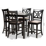 Load image into Gallery viewer, Baxton Studio Chandler Modern And Contemporary Sand Fabric Upholstered And Espresso Brown Finished Wood 5-Piece Counter Height Pub Dining Set
