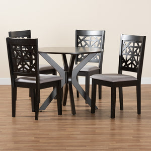 Baxton Studio Karel Modern Grey Fabric And Espresso Brown Finished Wood 5-Piece Dining Set