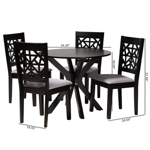 Baxton Studio Karel Modern Grey Fabric And Espresso Brown Finished Wood 5-Piece Dining Set