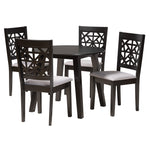 Load image into Gallery viewer, Baxton Studio Aiden Modern Grey Fabric And Dark Brown Finished Wood 5-Piece Dining Set
