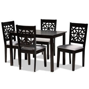 Baxton Studio Jackson Modern And Contemporary Grey Fabric Upholstered And Espresso Brown Finished Wood 5-Piece Dining Set