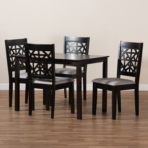 Baxton Studio Jackson Modern And Contemporary Grey Fabric Upholstered And Espresso Brown Finished Wood 5-Piece Dining Set