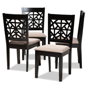 Baxton Studio Jackson Modern And Contemporary Sand Fabric Upholstered And Espresso Brown Finished Wood 4-Piece Dining Chair Set