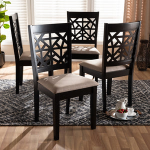 Baxton Studio Jackson Modern And Contemporary Sand Fabric Upholstered And Espresso Brown Finished Wood 4-Piece Dining Chair Set