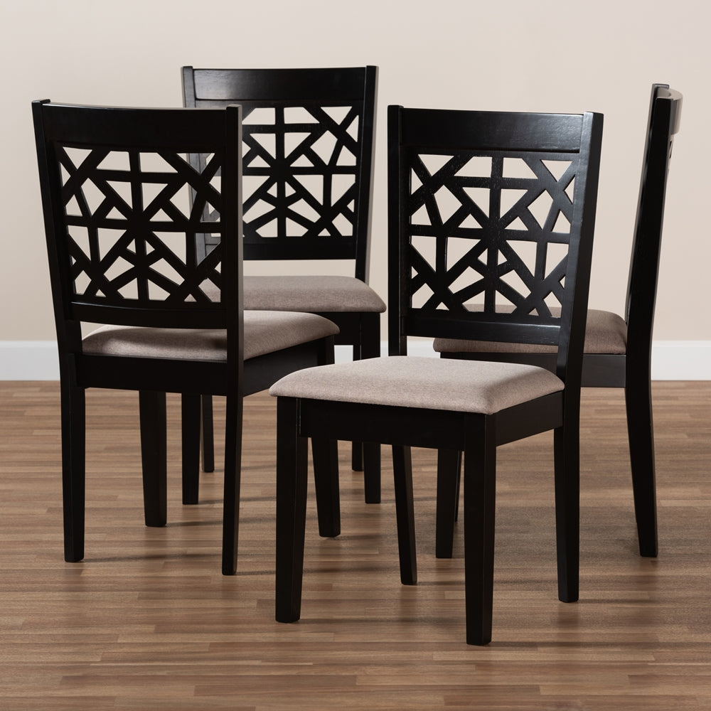 Baxton Studio Jackson Modern And Contemporary Sand Fabric Upholstered And Espresso Brown Finished Wood 4-Piece Dining Chair Set