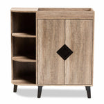 Load image into Gallery viewer, Baxton Studio Wales Modern And Contemporary Rustic Oak Finished Wood 2-Door Shoe Storage Cabinet With Open Shelves
