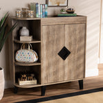 Load image into Gallery viewer, BAXTON STUDIO WALES MODERN AND CONTEMPORARY RUSTIC OAK FINISHED WOOD 2-DOOR SHOE STORAGE CABINET WITH OPEN SHELVES
