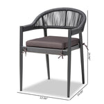 Load image into Gallery viewer, Baxton Studio Wendell Modern And Contemporary Grey Finished Rope And Metal Outdoor Dining Chair
