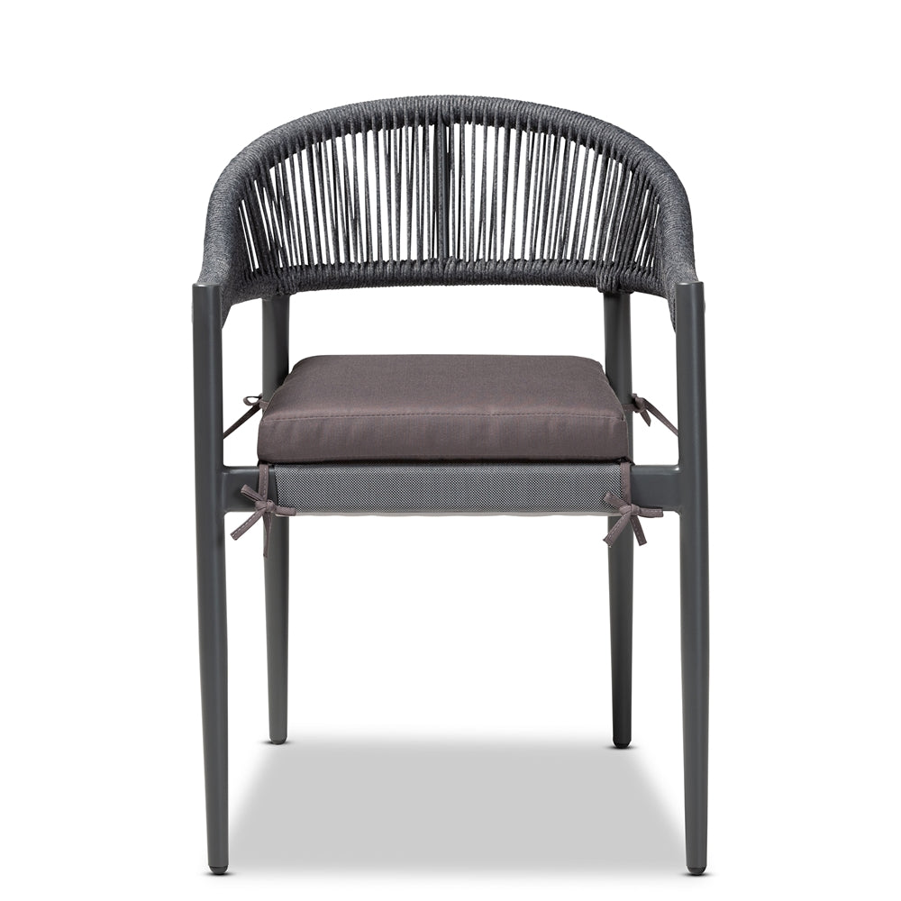 Baxton Studio Wendell Modern And Contemporary Grey Finished Rope And Metal Outdoor Dining Chair