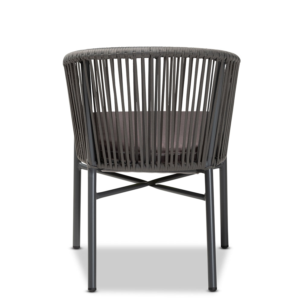 Baxton Studio Marcus Modern And Contemporary Grey Finished Rope And Metal Outdoor Dining Chair