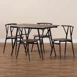 Load image into Gallery viewer, Baxton Studio Ciara Modern And Contemporary Walnut Finished Wood And Black Metal 5-Piece Dining Set
