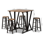 Load image into Gallery viewer, Baxton Studio Richard Industrial And Rustic Walnut Finished Wood And Black Metal 5-Piece Pub Set With Extendable Tabletop
