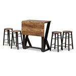 Load image into Gallery viewer, Baxton Studio Richard Industrial And Rustic Walnut Finished Wood And Black Metal 5-Piece Pub Set With Extendable Tabletop
