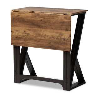 Baxton Studio Richard Industrial And Rustic Walnut Finished Wood And Black Metal 5-Piece Pub Set With Extendable Tabletop