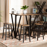 Load image into Gallery viewer, BAXTON STUDIO RICHARD INDUSTRIAL AND RUSTIC WALNUT FINISHED WOOD AND BLACK METAL 5-PIECE PUB SET WITH EXTENDABLE TABLETOP
