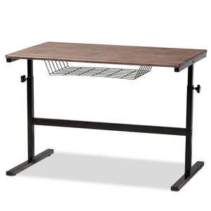 Baxton Studio Anisa Modern and Industrial Finished Wood and Black Metal Height Adjustable Desk