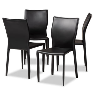 Baxton Studio Heidi Modern And Contemporary Black Faux Leather Upholstered 4-Piece Dining Chair Set