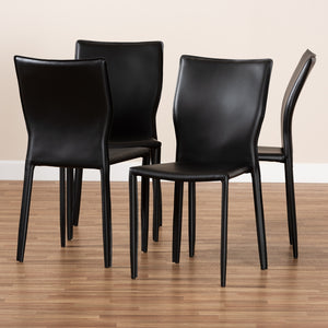 Baxton Studio Heidi Modern And Contemporary Black Faux Leather Upholstered 4-Piece Dining Chair Set