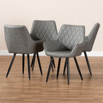 Load image into Gallery viewer, Baxton Studio Astrid Mid-Century Contemporary Grey Faux Leather Upholstered And Black Metal 4-Piece Dining Chair Set
