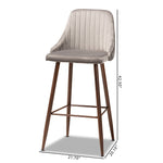 Load image into Gallery viewer, Baxton Studio Walter Mid-Century Contemporary Grey Velvet Fabric Upholstered And Walnut Finished 4-Piece Bar Stool Set
