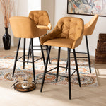 Load image into Gallery viewer, Baxton Studio Catherine Modern And Contemporary Tan Faux Leather Upholstered And Black Metal 4-Piece Bar Stool Set
