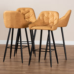 Load image into Gallery viewer, Baxton Studio Catherine Modern And Contemporary Tan Faux Leather Upholstered And Black Metal 4-Piece Bar Stool Set
