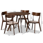 Load image into Gallery viewer, Baxton Studio Rika Mid-Century Modern Transitional Light Beige Fabric Upholstered And Walnut Brown Finished Wood 5-Piece Dining Set
