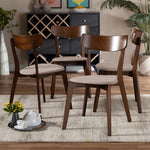 Load image into Gallery viewer, Baxton Studio Iora Mid-Century Modern Transitional Light Beige Fabric Upholstered And Walnut Brown Finished Wood 4-Piece Dining Chair Set
